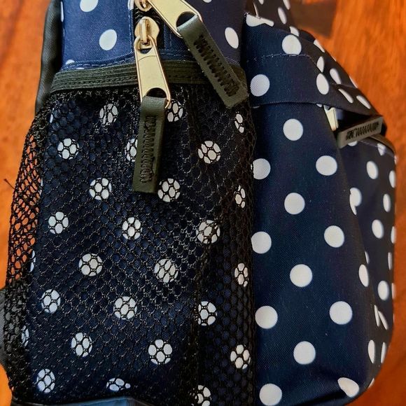 Eastsport - Lightweight Daypack / Backpack - Navy Blue, Black, & White Polka Dot - Picture 9 of 11